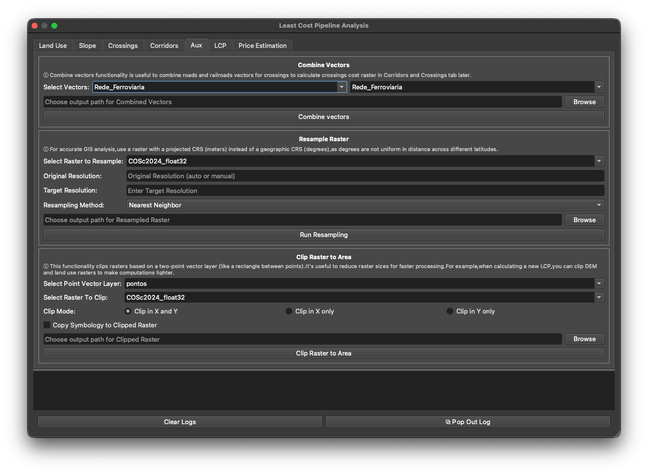 The Aux tab of the plugin