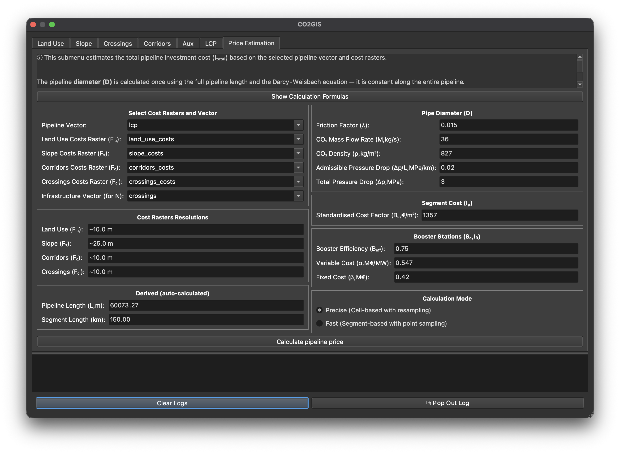 The Price Estimation tab of the plugin